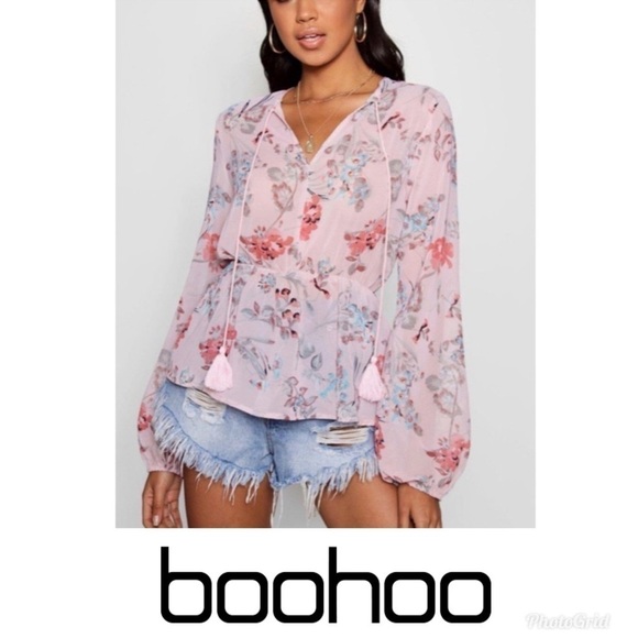 Boohoo floral blouse Size 4 NEW - Picture 4 of 11